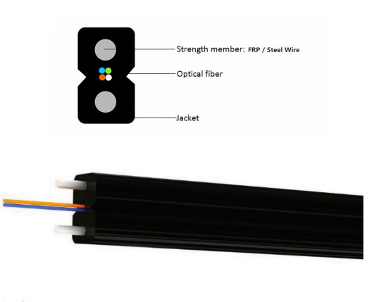G657A 4 Kerne FTTH Glasfaserkabel Flachkabel GJXH Stahlfestigkeit Mitglied