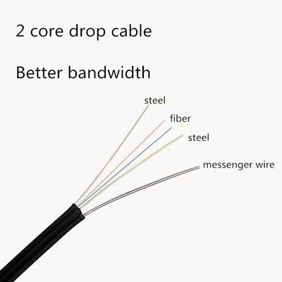 Steel Rod Outdoor 2 Core FTTH Drop Cable 5mm*2mm Cable Size